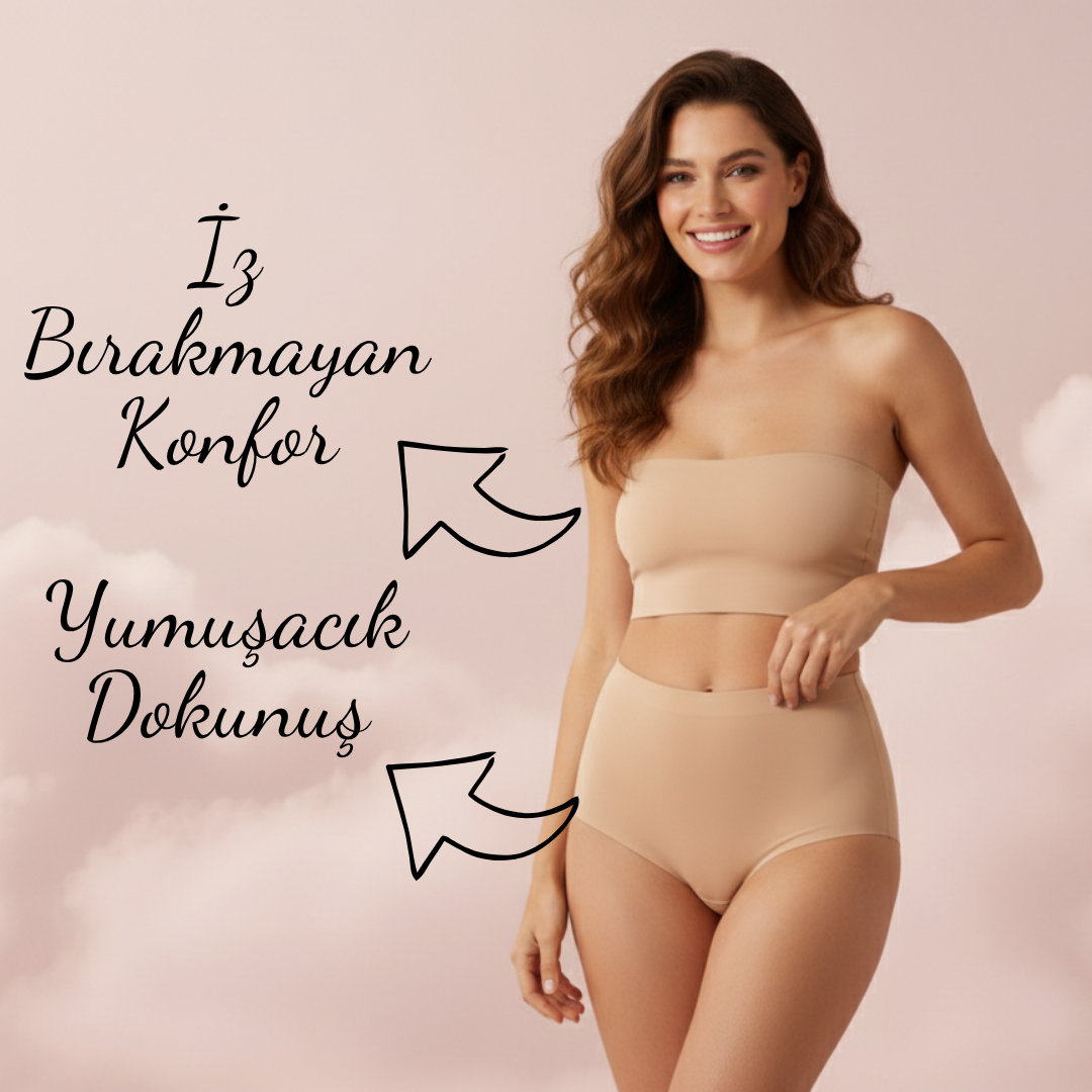 Kadın İç Giyim Hediye Seti – Lazer Kesim Külot + Boxer + Büstiyer
