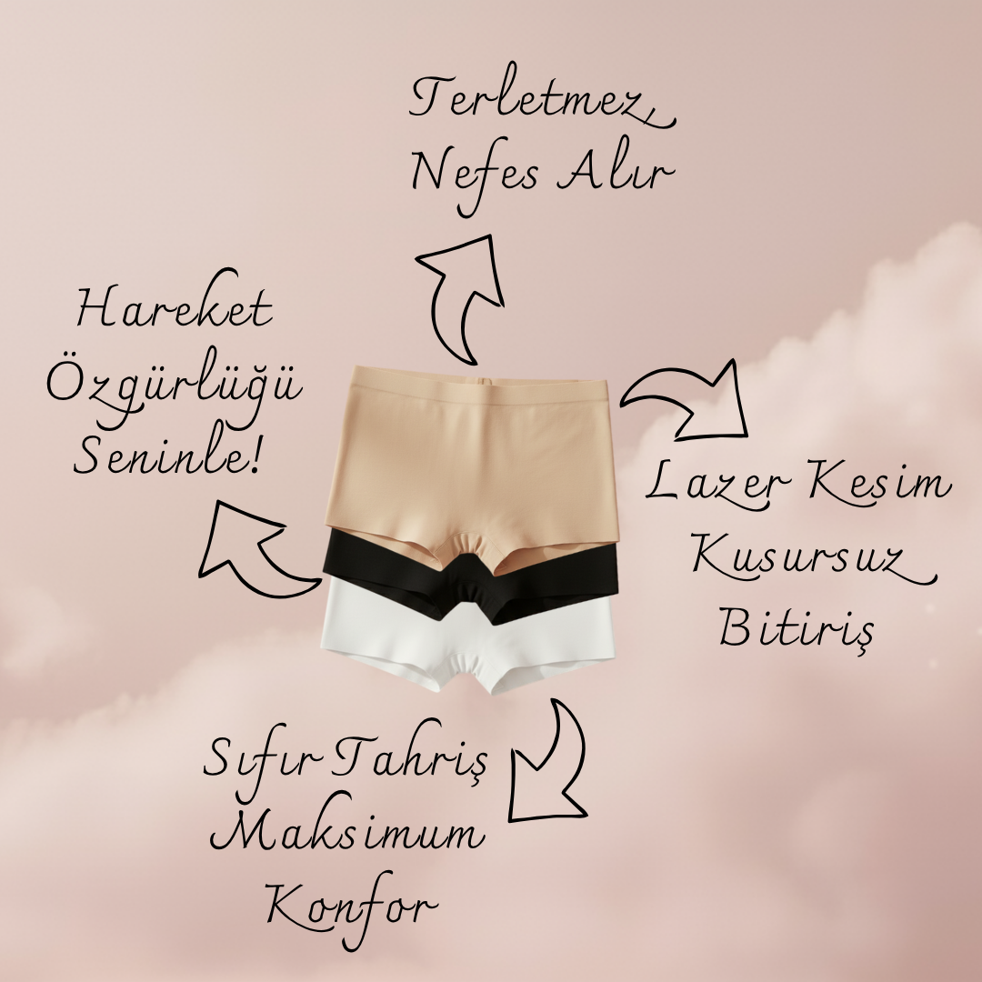 Lazer Kesim Dikişsiz Kadın Boxer (3’lü Set) – Rahat, Şık ve Doğaya Duyarlı