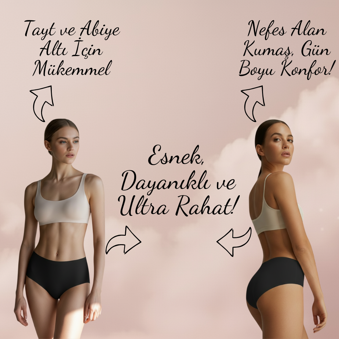 Kadın 3’lü Dikişsiz Lazer Kesim Külot Seti – Yüksek ve Normal Bel, İz Yapmayan Likralı Bikini Slip (Beyaz, Siyah, Ten)