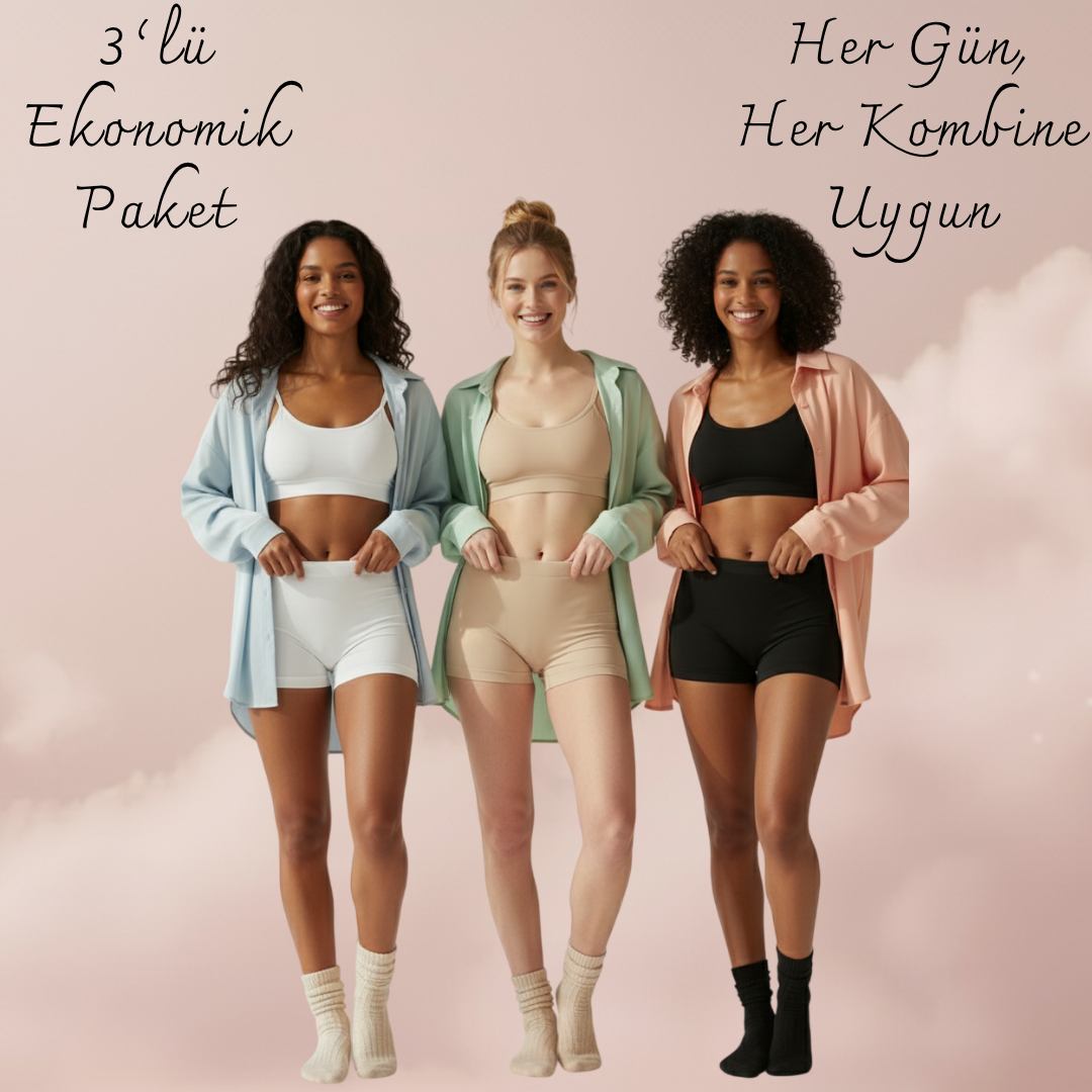 Lazer Kesim Dikişsiz Kadın Boxer (3’lü Set) – Rahat, Şık ve Doğaya Duyarlı